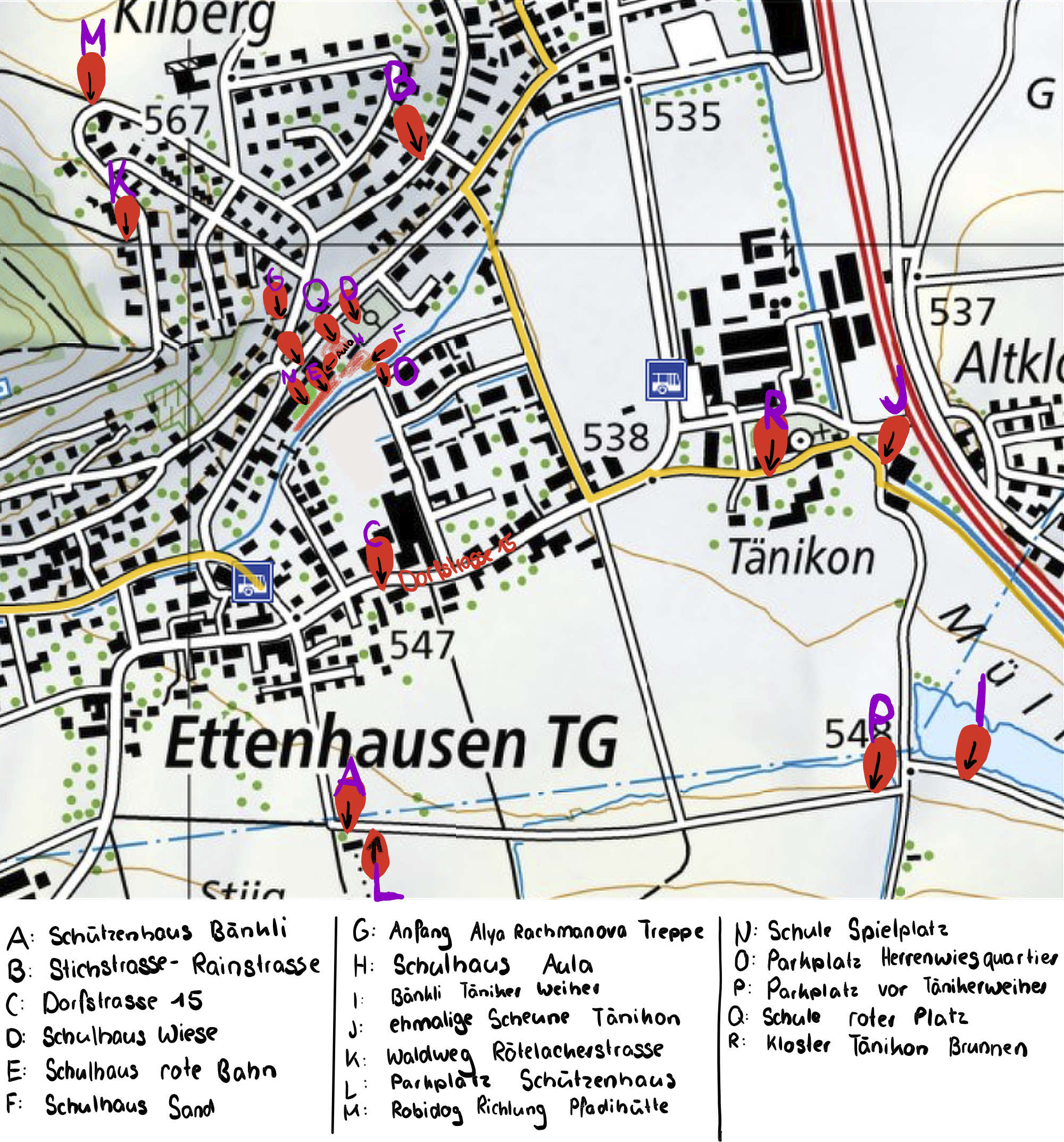 Geländekarte mit allen Posten